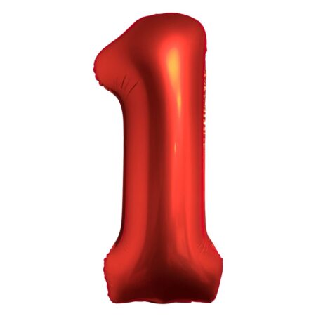 Ballon chiffre 1 rouge chromé de 34 pouces