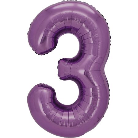 Ballon chiffre 3 lilas