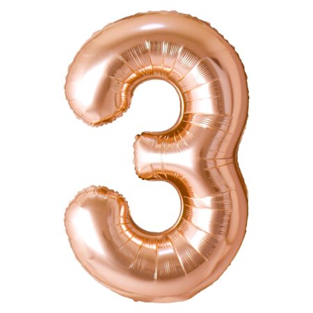 Ballon chiffre 3 or champagne de 34 pouces