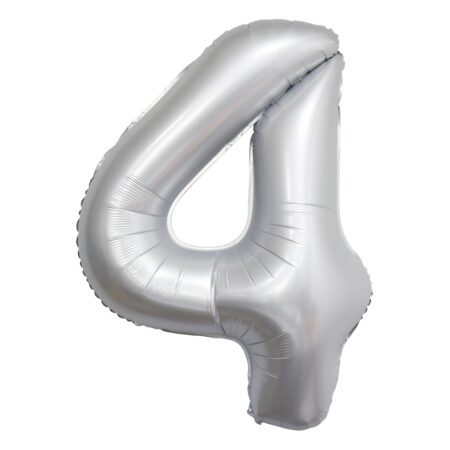 Ballon chiffre 4 chromé blanc de 34 pouces