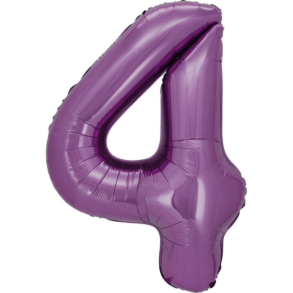 Ballon chiffre 4 lilas - 34 pouces