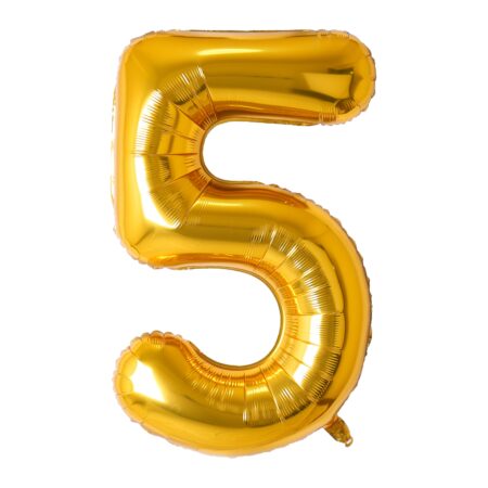 Ballon chiffre 5 doré de 34 pouces
