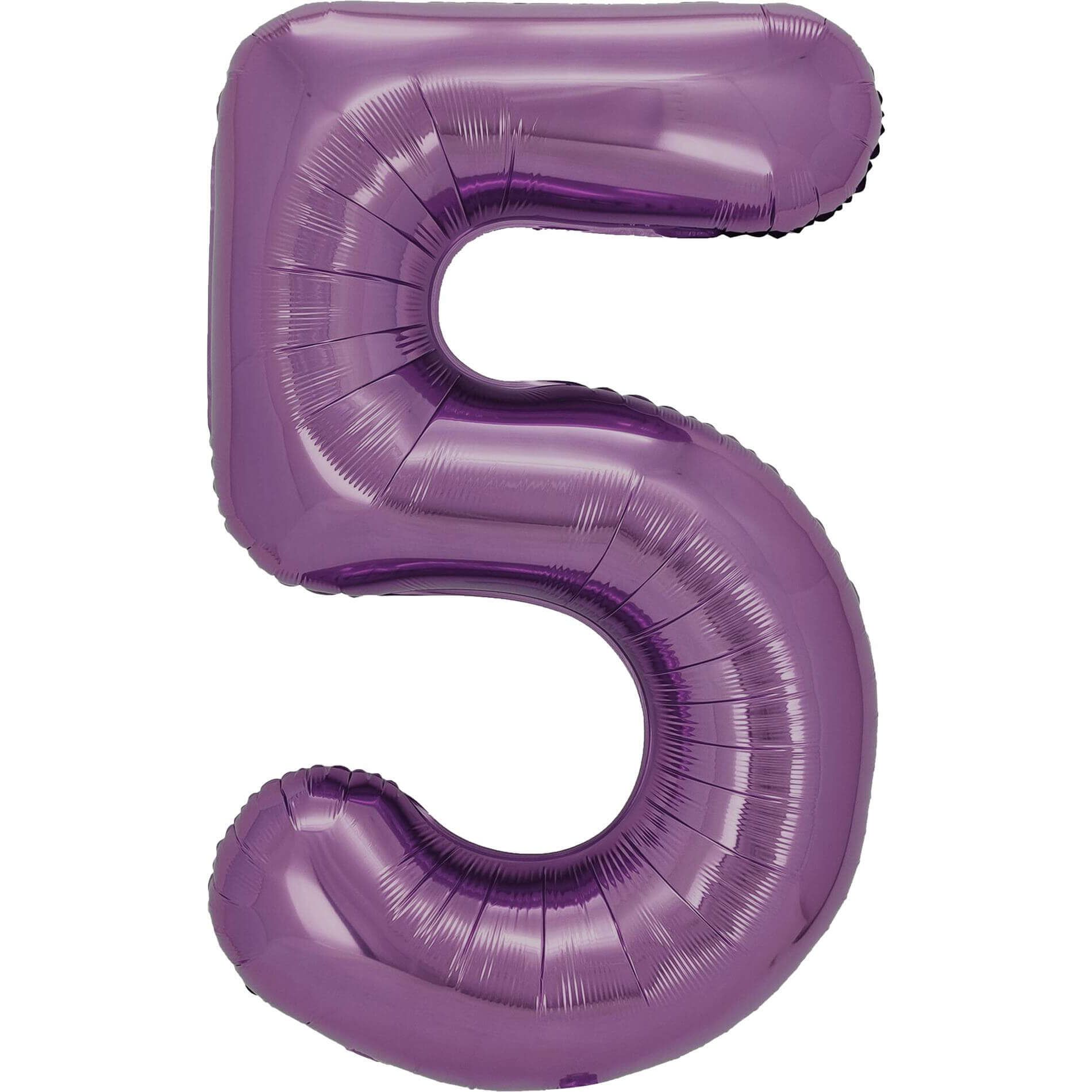 Ballon chiffre 5 lilas - 34 pouces