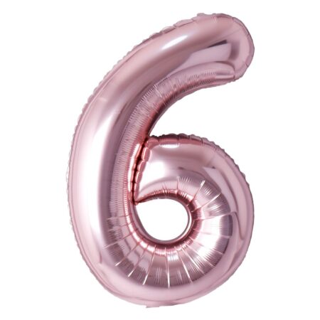 Ballon chiffre 6 or rose de 34 pouces