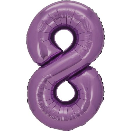 Ballon chiffre 8 lilas de 86 cm