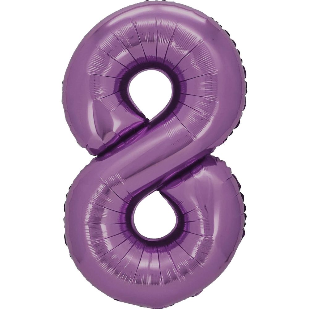 Ballon chiffre 8 lilas de 86 cm