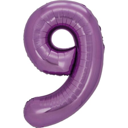 Ballon chiffre 9 lilas de 34 pouces