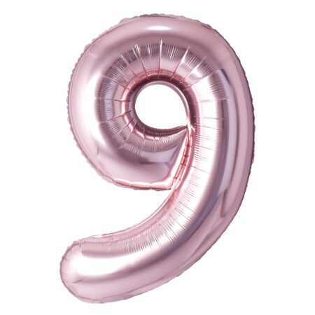 Ballon chiffre 9 or rose de 34 pouces