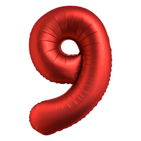 Ballon chiffre 9 rouge chromé