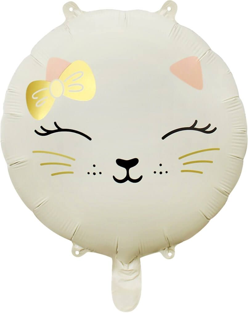 Ballon couleur crème mate - tête de chat