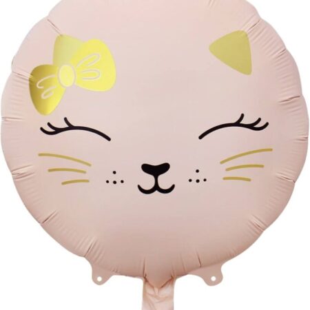 Ballon en forme de chat rose mat