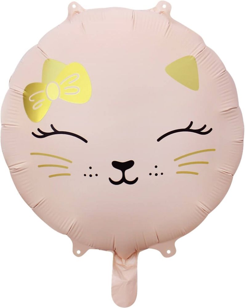 Ballon en forme de chat rose mat