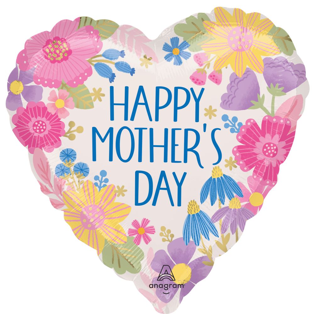 Ballon standard « Bonne fête des mères » à motifs botaniques